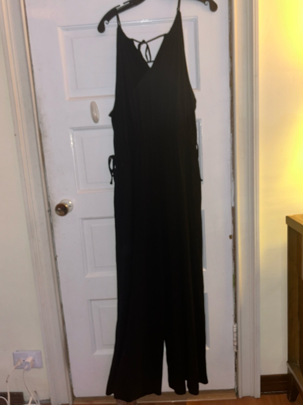 Black Sleeveless Maternity Jumpsuit with Tie Details